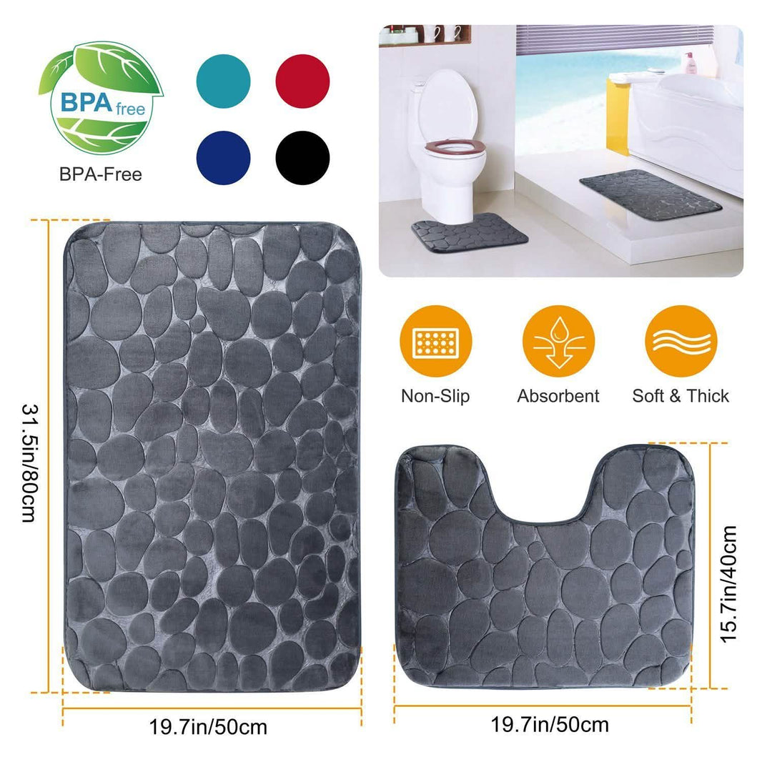 2-Pieces Set: Bathroom Rugs Luxury Flannel Non-Slip-2-Pieces Set: Bathroom Rugs Luxury Flannel Non-Slip