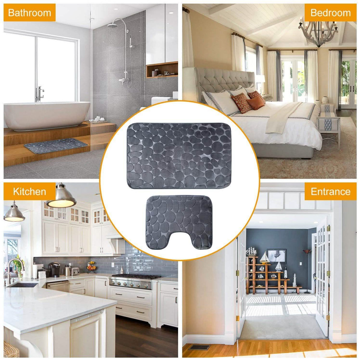 2-Pieces Set: Bathroom Rugs Luxury Flannel Non-Slip-2-Pieces Set: Bathroom Rugs Luxury Flannel Non-Slip