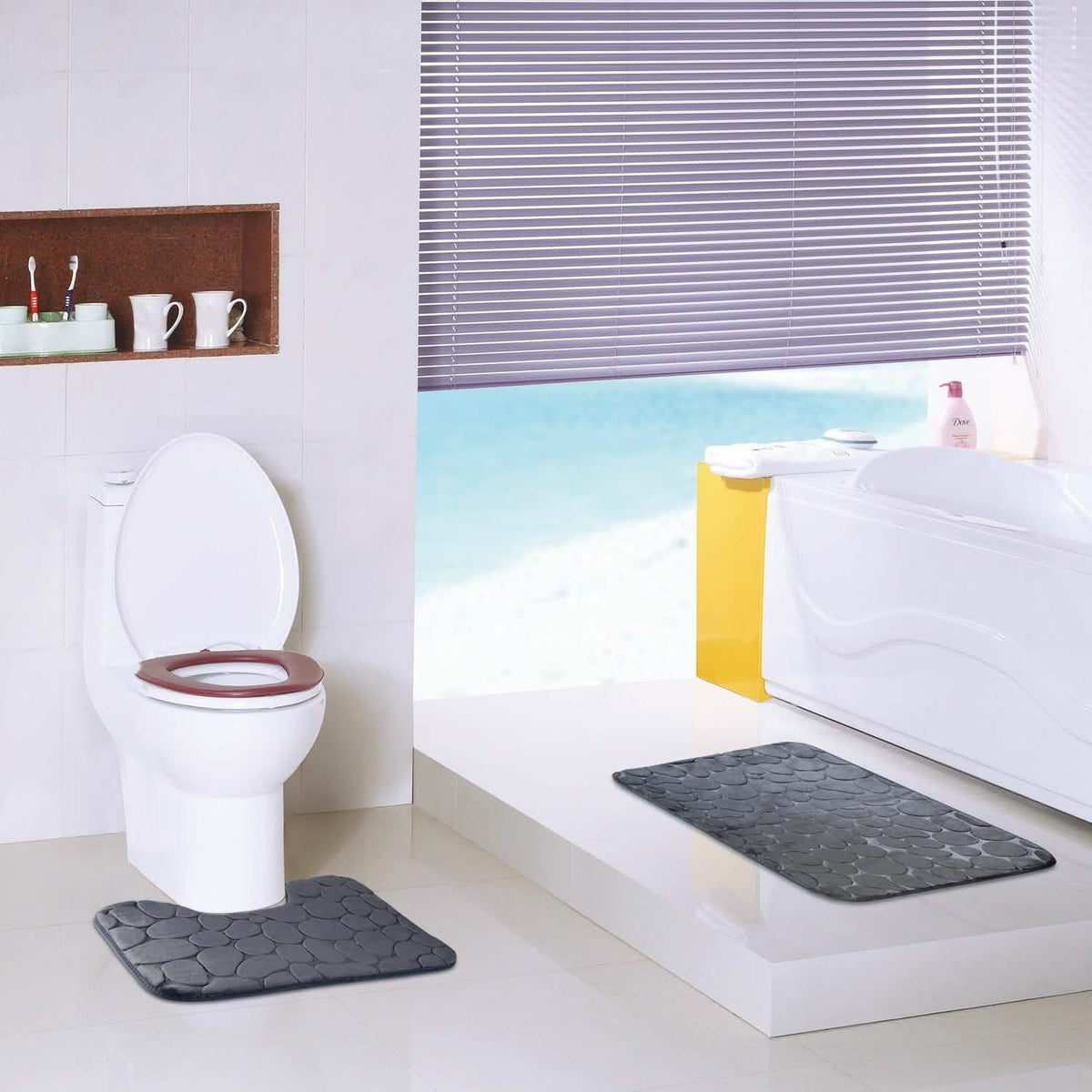 2-Pieces Set: Bathroom Rugs Luxury Flannel Non-Slip-2-Pieces Set: Bathroom Rugs Luxury Flannel Non-Slip