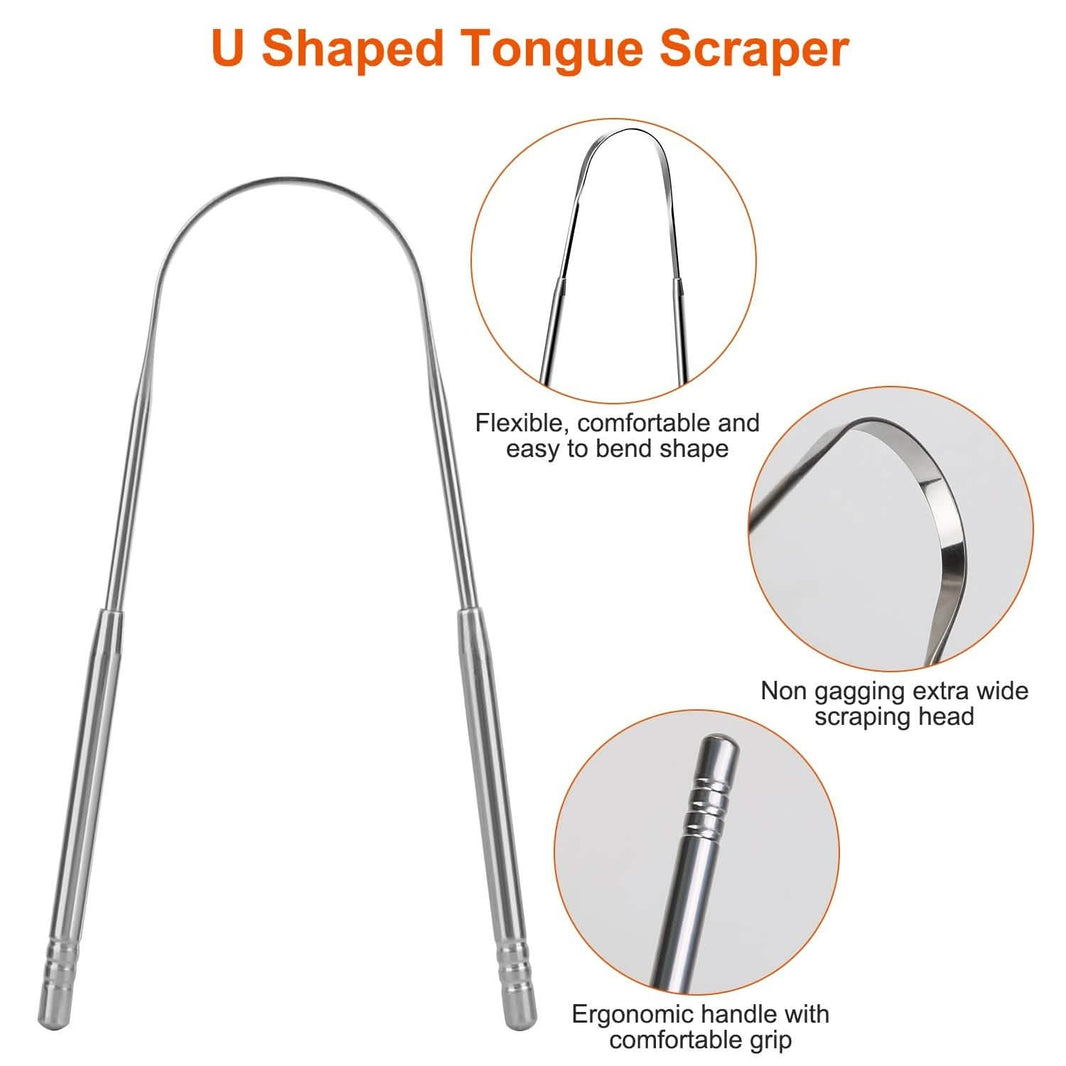 2-Pieces: Tongue Scraper Cleaner Stainless Steel-2-Pieces: Tongue Scraper Cleaner Stainless Steel