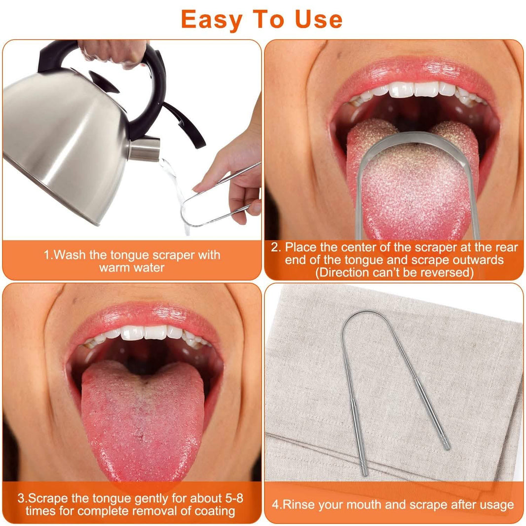 2-Pieces: Tongue Scraper Cleaner Stainless Steel-2-Pieces: Tongue Scraper Cleaner Stainless Steel