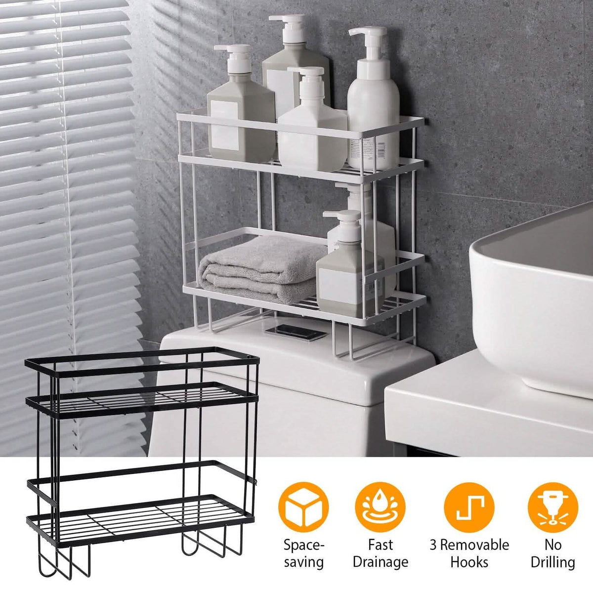 2-Tier Over the Toilet Storage Shelf Rack-2-Tier Over the Toilet Storage Shelf Rack