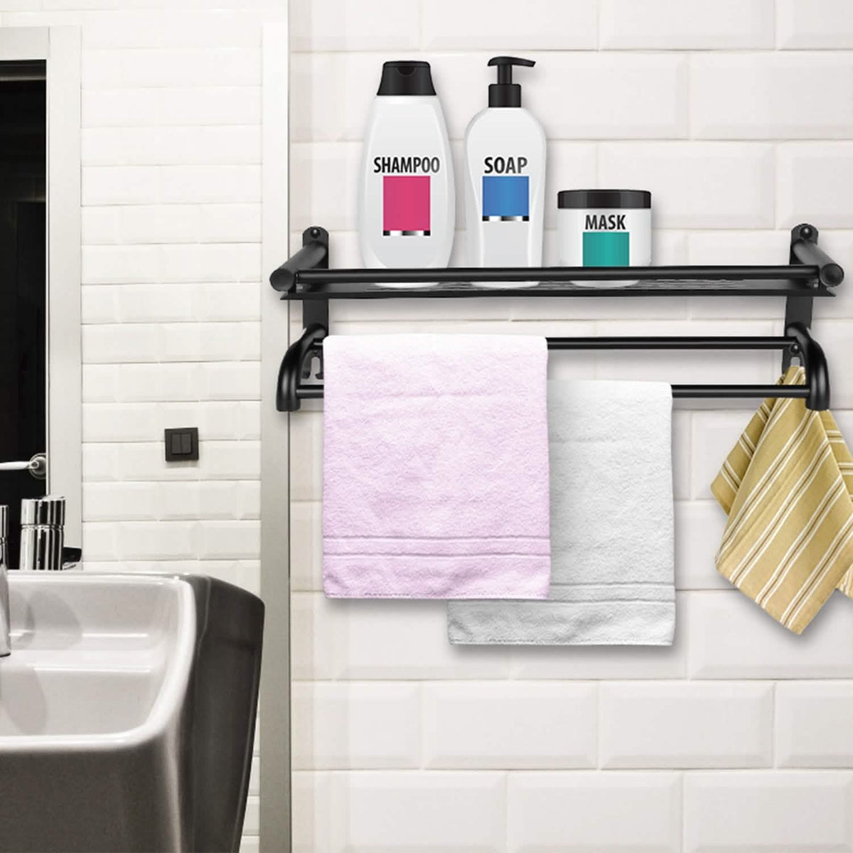 2-Tier Wall Mounted Towel Rack-2-Tier Wall Mounted Towel Rack