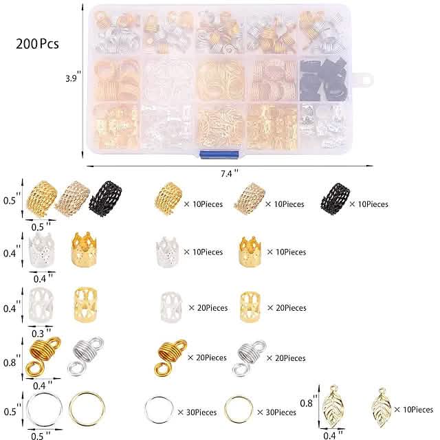200-Pieces: Loc Hair Jewelry for Women Braids and Dreadlocks-200-Pieces: Loc Hair Jewelry for Women Braids and Dreadlocks