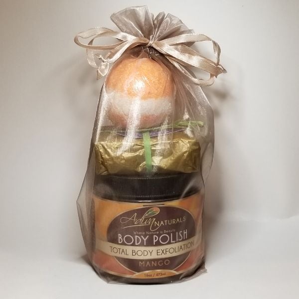 Luxurious Bath Set: Body Polish, Bath Bomb & Soap - Mango-Luxurious Bath Set: Body Polish, Bath Bomb & Soap - Mango