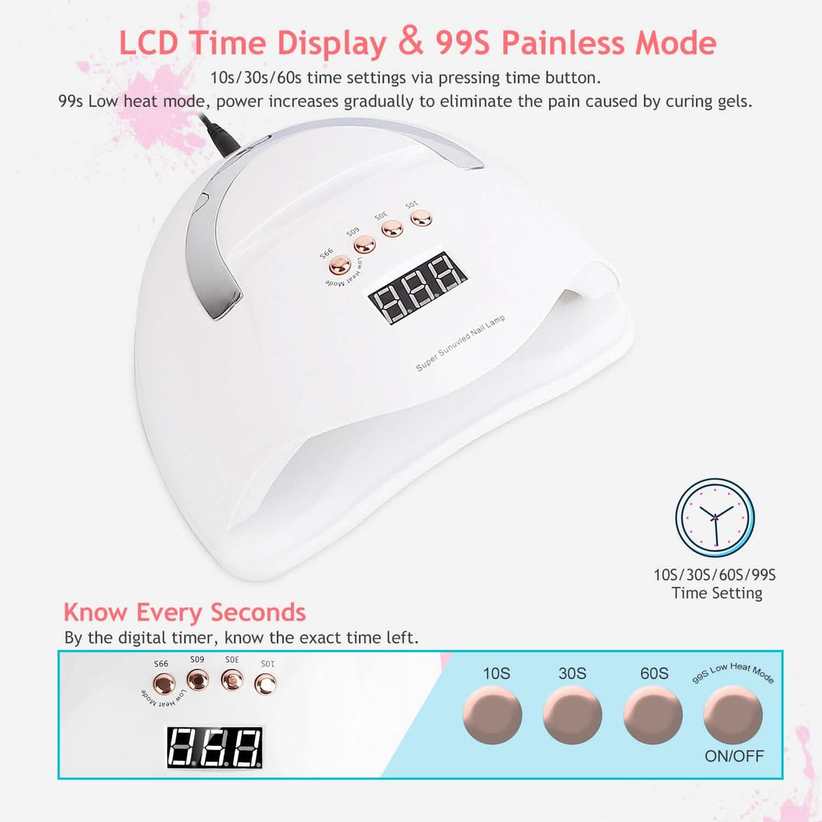 220W UV LED Nail Lamp Gel Polish Dryer-220W UV LED Nail Lamp Gel Polish Dryer