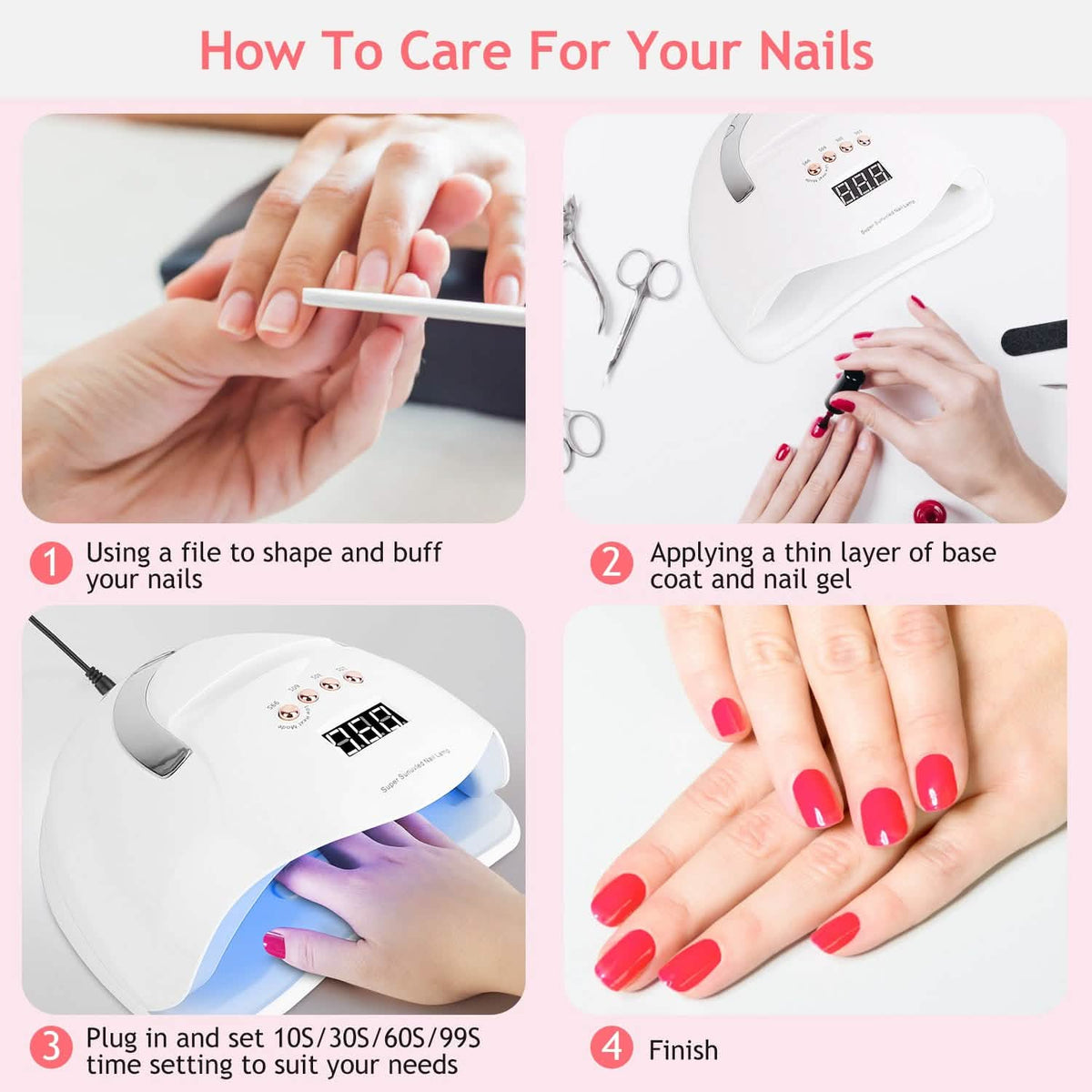 220W UV LED Nail Lamp Gel Polish Dryer-220W UV LED Nail Lamp Gel Polish Dryer