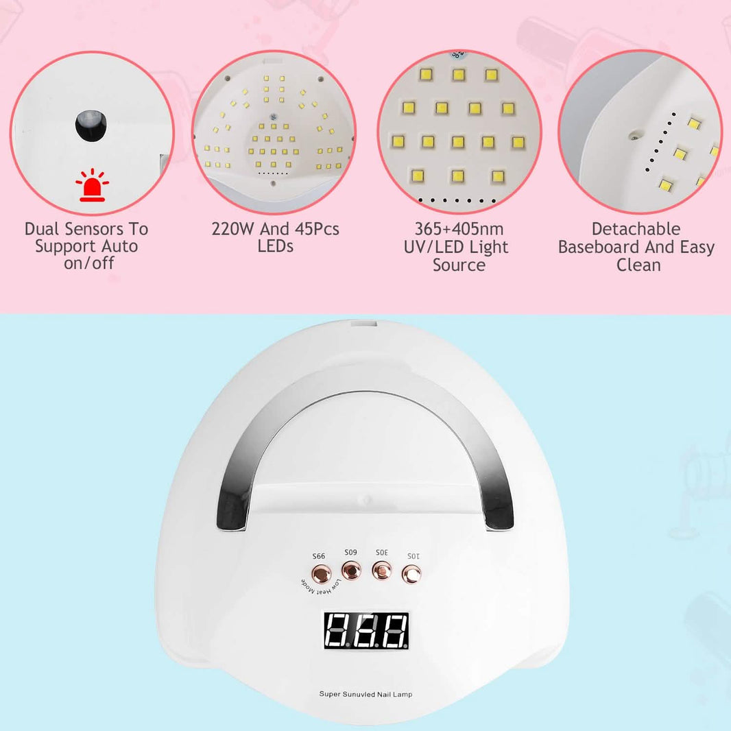 220W UV LED Nail Lamp Gel Polish Dryer-220W UV LED Nail Lamp Gel Polish Dryer