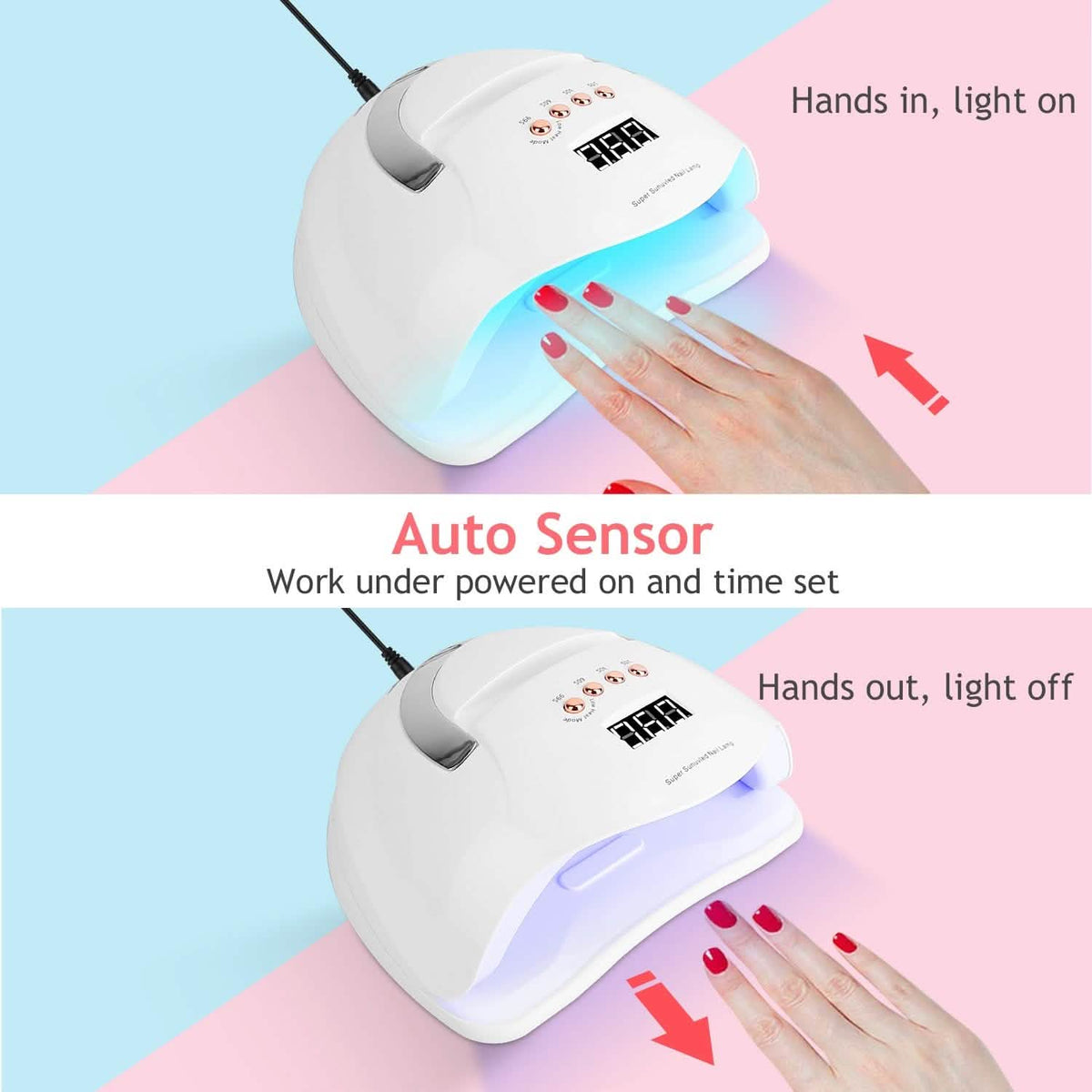 220W UV LED Nail Lamp Gel Polish Dryer-220W UV LED Nail Lamp Gel Polish Dryer
