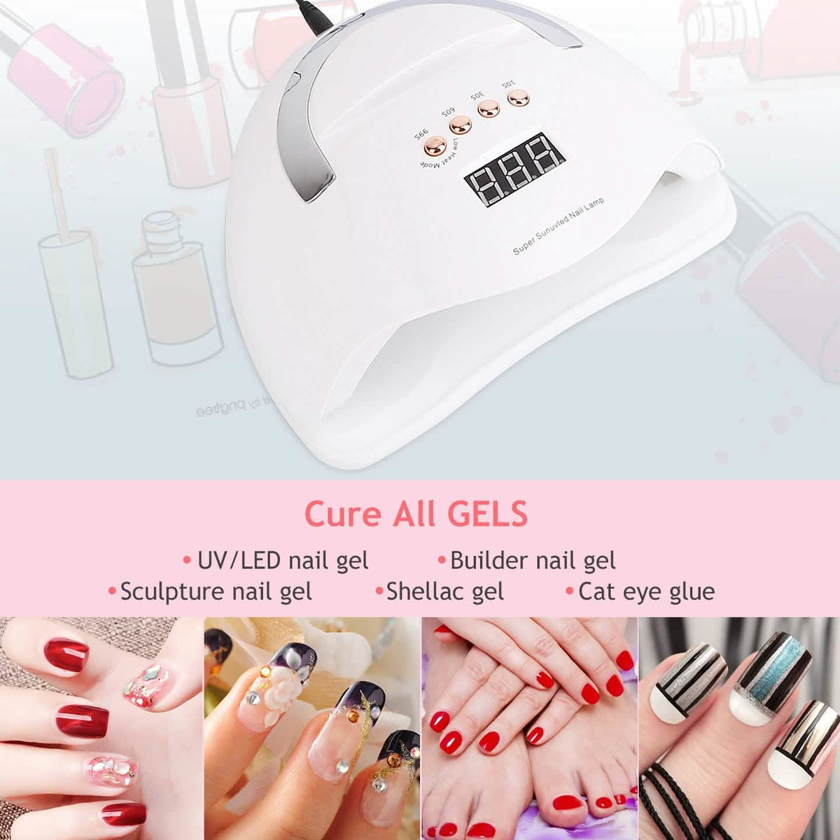 220W UV LED Nail Lamp Gel Polish Dryer-220W UV LED Nail Lamp Gel Polish Dryer