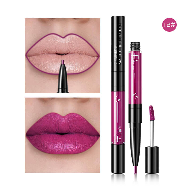 Pudaier Matte Lip Gloss Lip Liner 2 in1 Maquiagem Profissional Completa Agate Red Lip Tint Plumper Tattoo Makeup liquid Lipstick-b4c6d6cd6d52e721db00aae2338a01cf