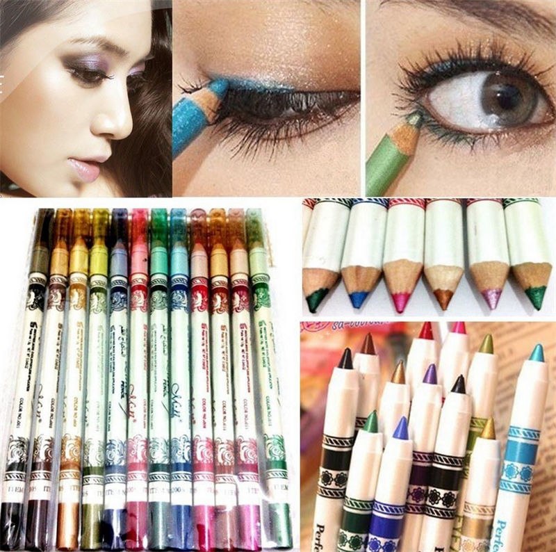 Cosmetics 12 Colors Glitter Lip liner Eye Shadow Eyeliner Pencil Pen Makeup-c6e3f9e61c8152a863023bcfec624e19