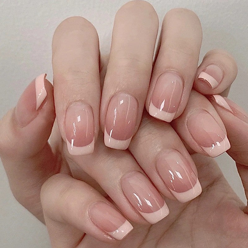 Oblique French Simple Wearing Manicure Finished Fake Nails-2beebccdac5cd8d10665a303b0c2d3e6