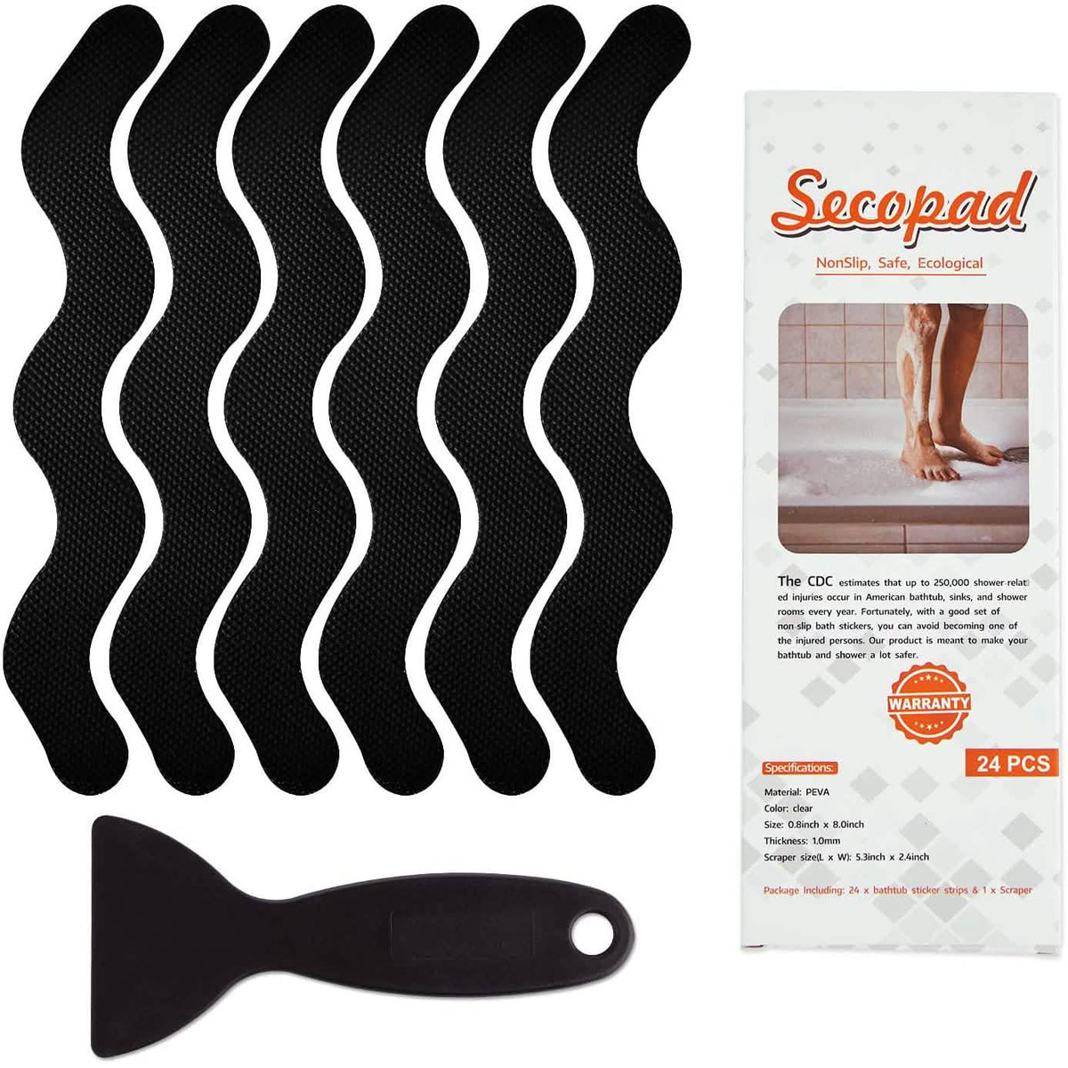 24-Piece: Safe Tub Strips Adhesive Non-Slip Shower Stickers Set-24-Piece: Safe Tub Strips Adhesive Non-Slip Shower Stickers Set