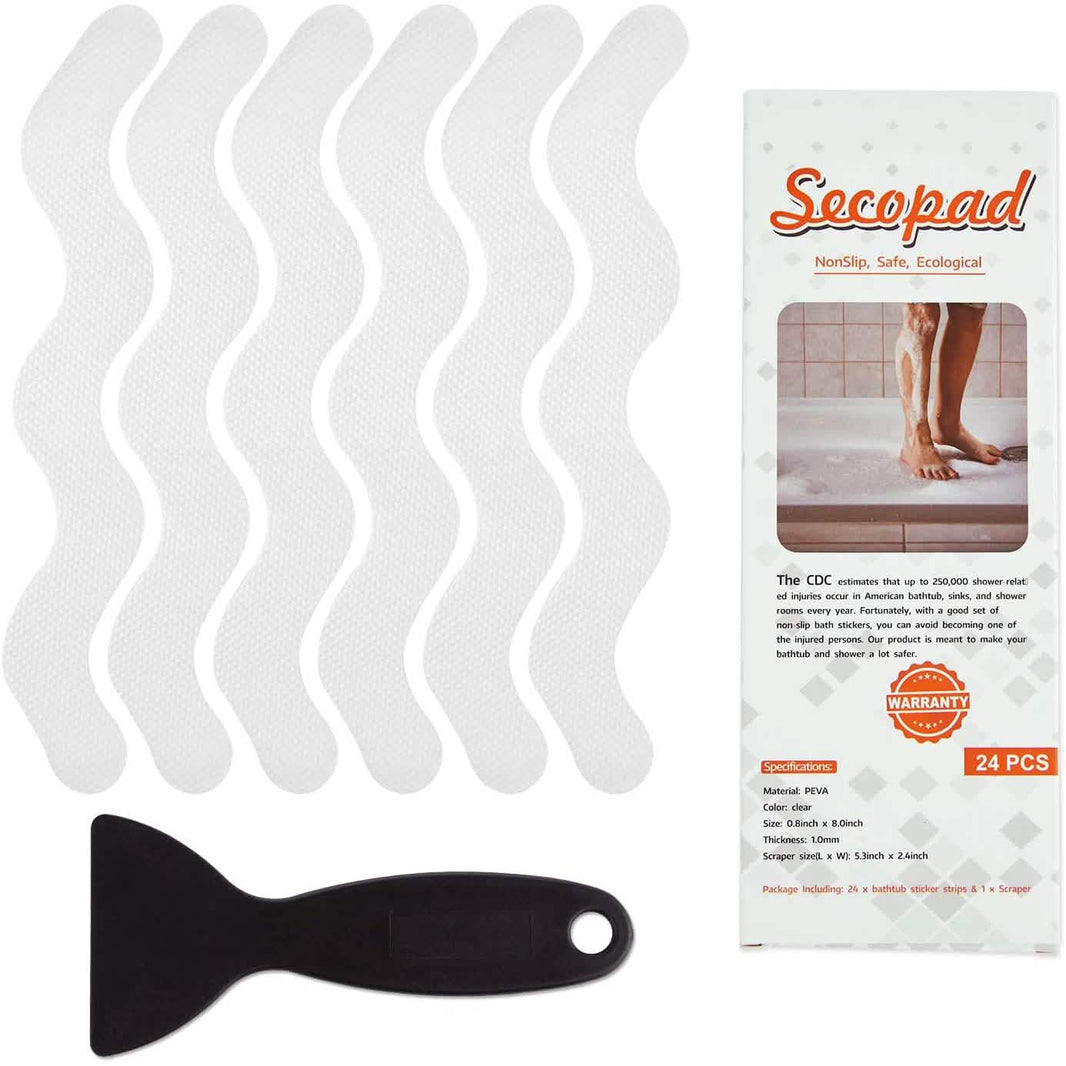 24-Piece: Safe Tub Strips Adhesive Non-Slip Shower Stickers Set-24-Piece: Safe Tub Strips Adhesive Non-Slip Shower Stickers Set