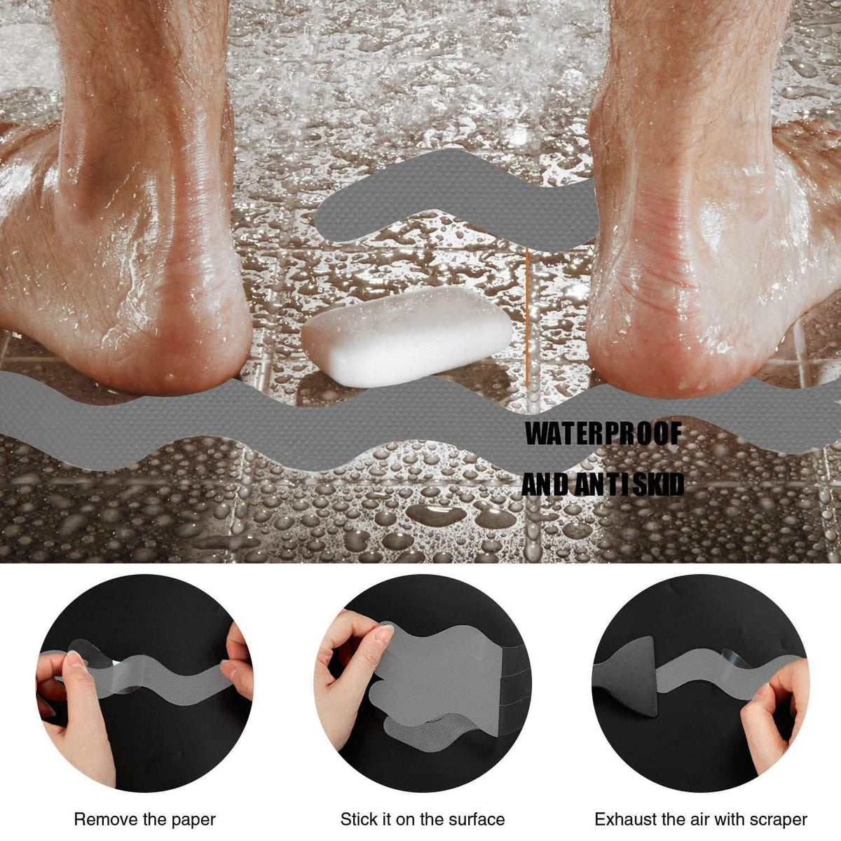 24-Piece: Safe Tub Strips Adhesive Non-Slip Shower Stickers Set-24-Piece: Safe Tub Strips Adhesive Non-Slip Shower Stickers Set