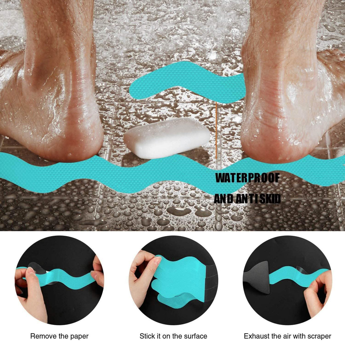24-Piece: Safe Tub Strips Adhesive Non-Slip Shower Stickers Set-24-Piece: Safe Tub Strips Adhesive Non-Slip Shower Stickers Set