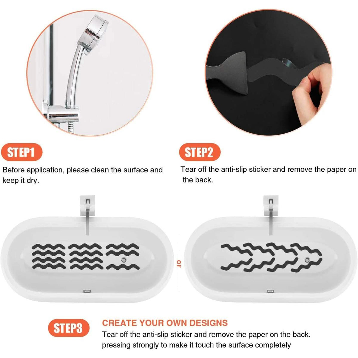 24-Piece: Safe Tub Strips Adhesive Non-Slip Shower Stickers Set-24-Piece: Safe Tub Strips Adhesive Non-Slip Shower Stickers Set