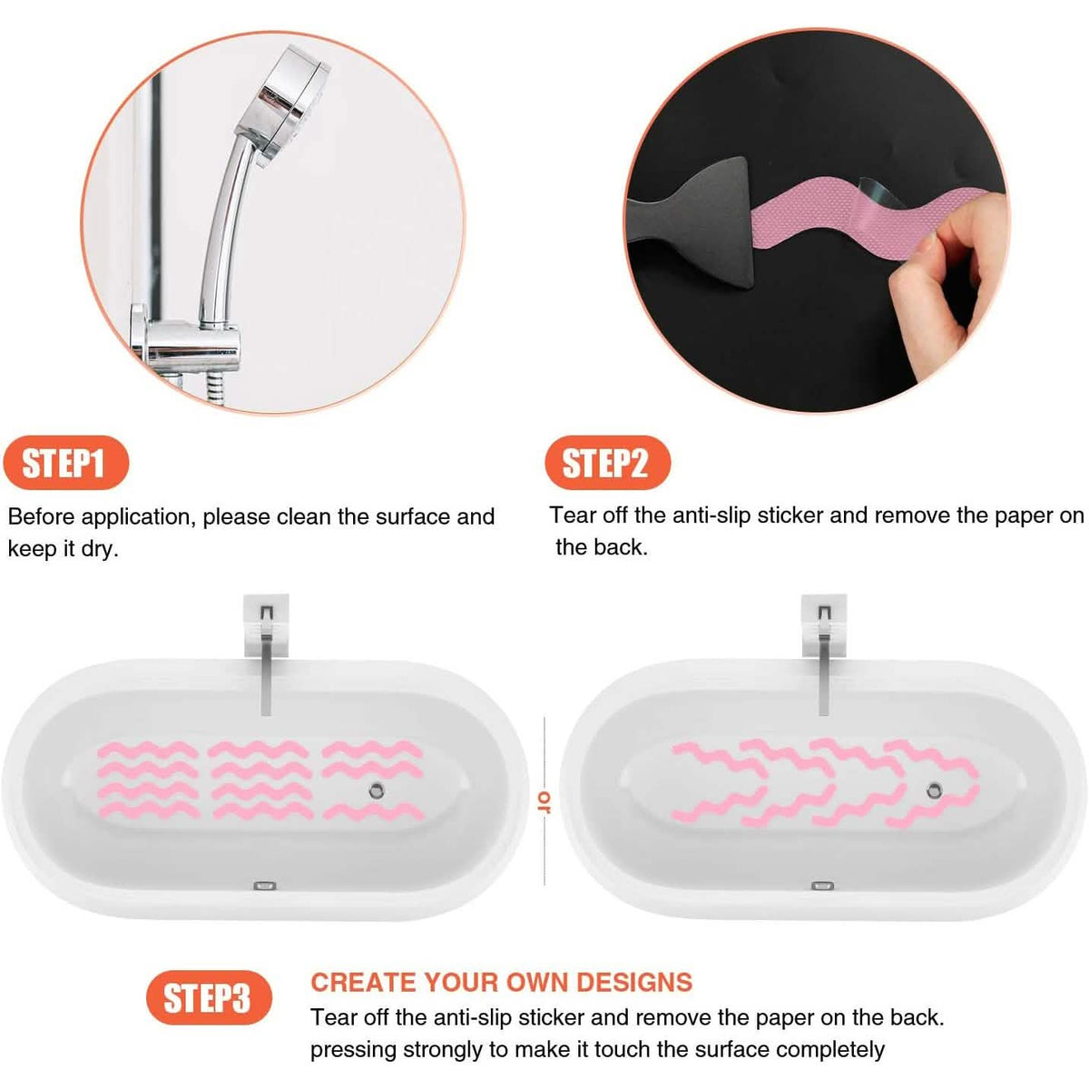 24-Piece: Safe Tub Strips Adhesive Non-Slip Shower Stickers Set-24-Piece: Safe Tub Strips Adhesive Non-Slip Shower Stickers Set