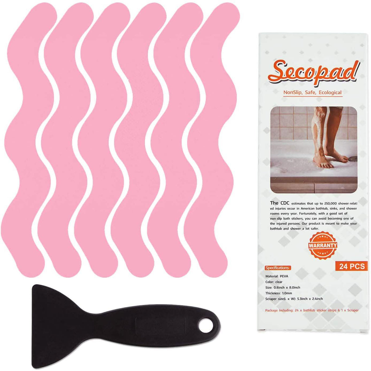24-Piece: Safe Tub Strips Adhesive Non-Slip Shower Stickers Set-24-Piece: Safe Tub Strips Adhesive Non-Slip Shower Stickers Set