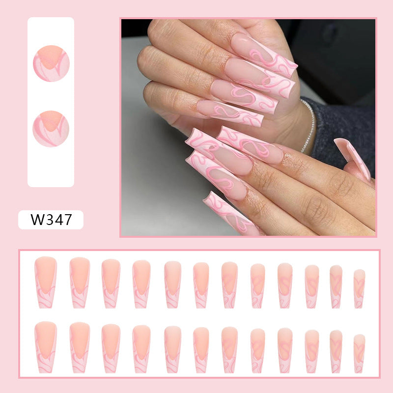 Heart Stripe Fake Nails-34ceb5680bf786ad99ea51f6d16a7687