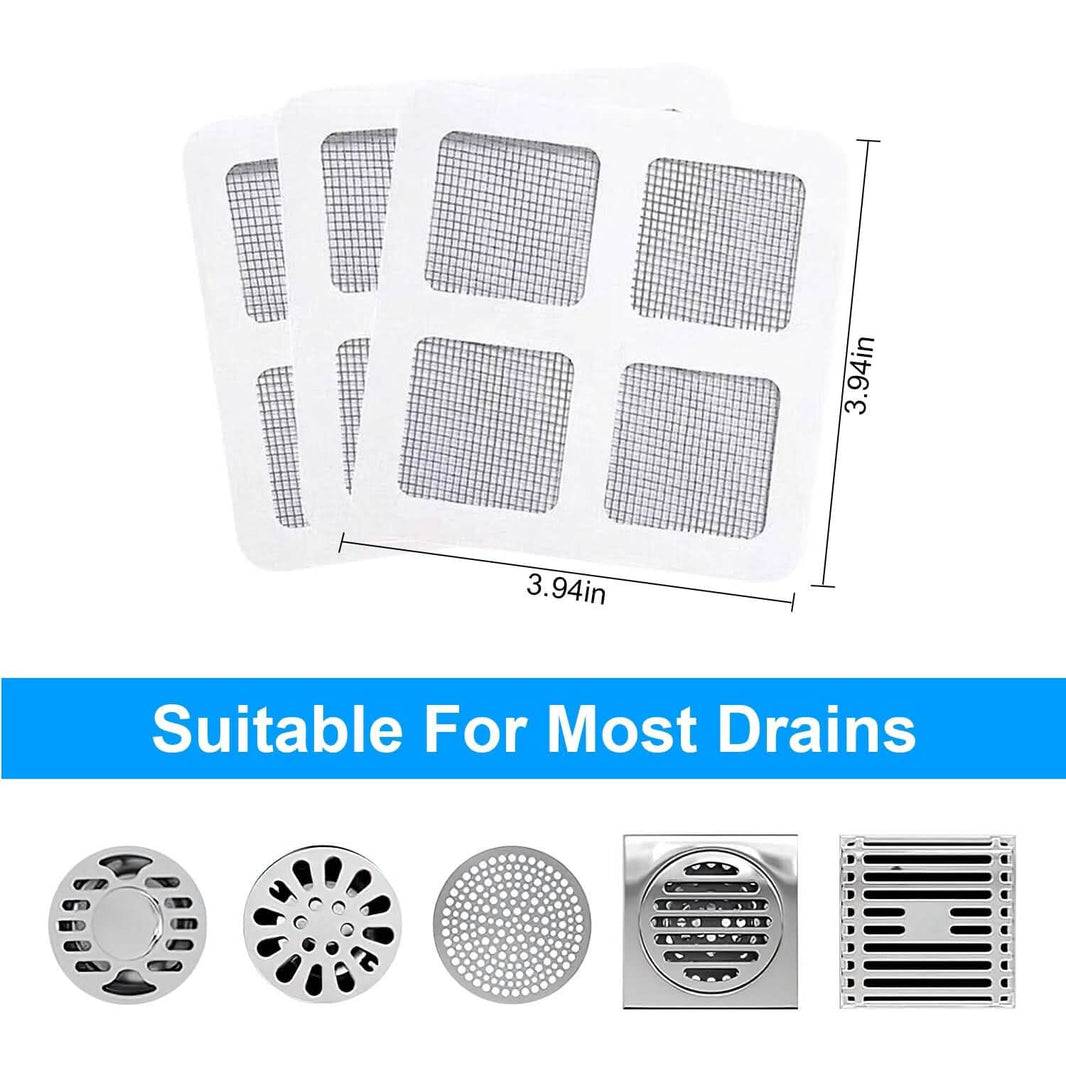 25-Pack:  3.94 x 3.94" Disposable Floor Drain Sticker Hair Catcher-25-Pack:  3.94 x 3.94" Disposable Floor Drain Sticker Hair Catcher