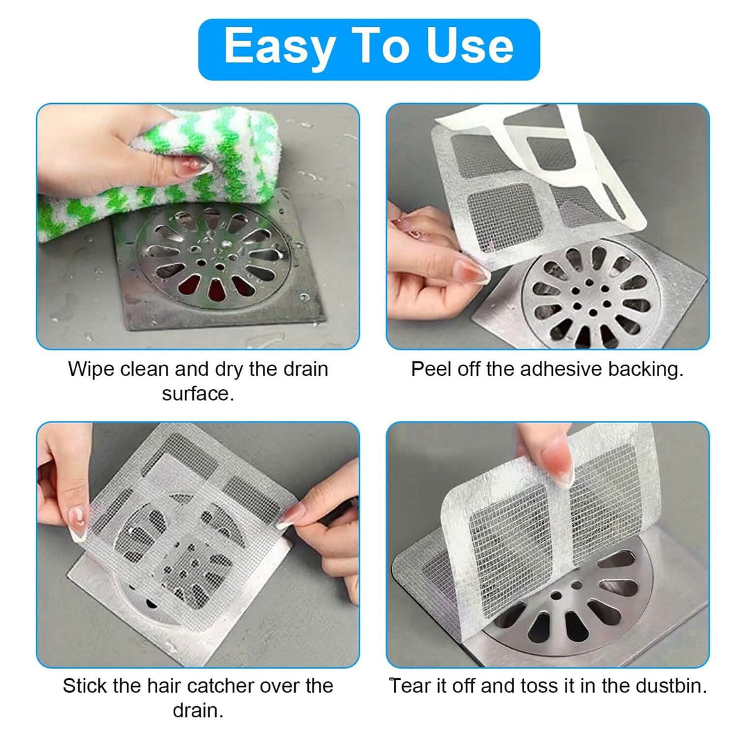 25-Pack:  3.94 x 3.94" Disposable Floor Drain Sticker Hair Catcher-25-Pack:  3.94 x 3.94" Disposable Floor Drain Sticker Hair Catcher