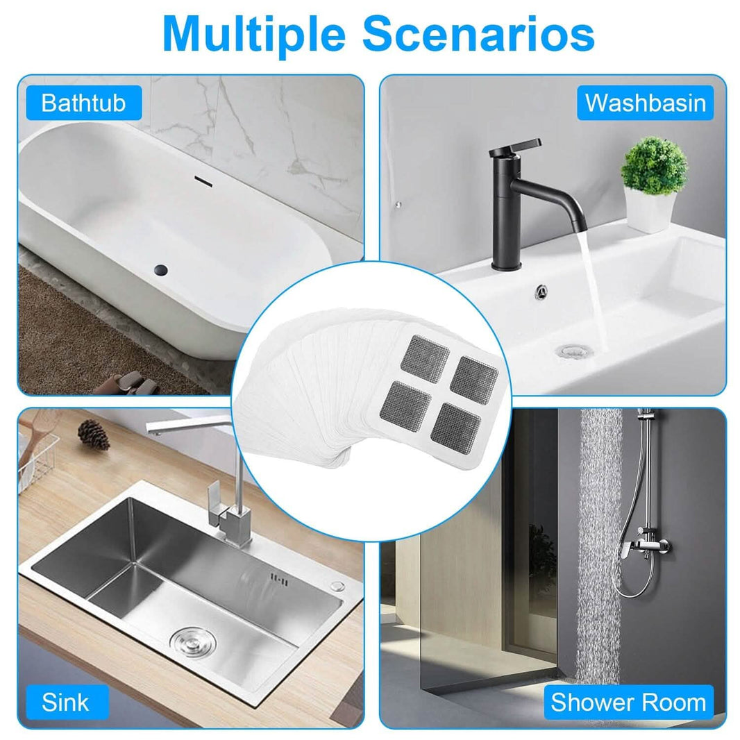 25-Pack:  3.94 x 3.94" Disposable Floor Drain Sticker Hair Catcher-25-Pack:  3.94 x 3.94" Disposable Floor Drain Sticker Hair Catcher