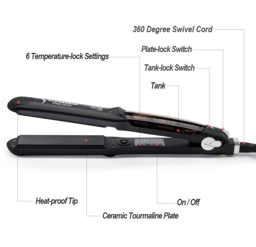 Steam Function Flat Iron Tourmaline Ceramic Vapor Professional Hair Straightener with Argan Oil Infusion Straightening Irons-28cb26a987b9d34b39866314f0565e7e
