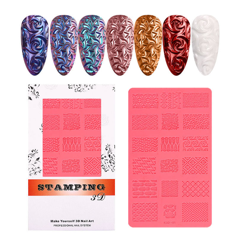 Nail Art Silicone Printing Stencil Plastic 3D Relief-c78b1f8459f50705fa585ba501c73a8
