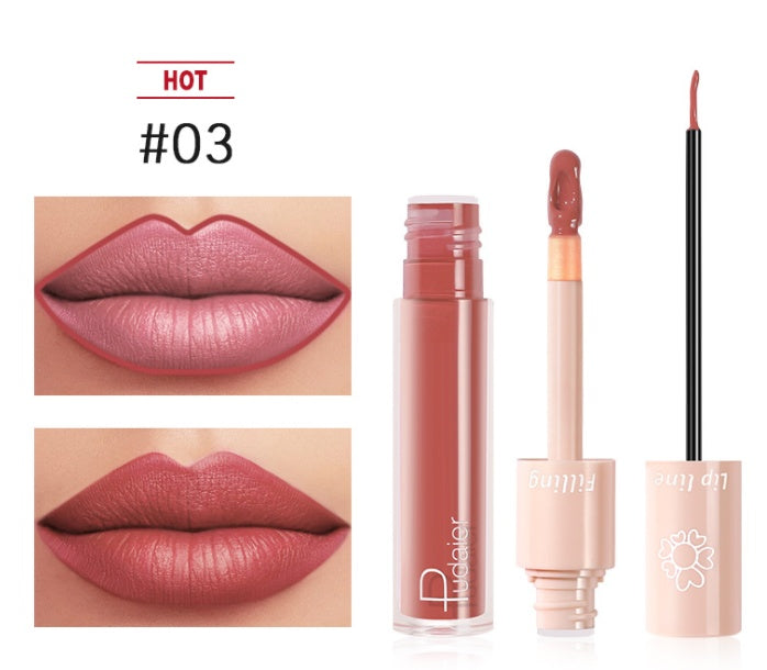 Pudaier Dual Lipstick Lip Gloss Liquid Lipstick-94121f57d810e976016f8bb2a576887e