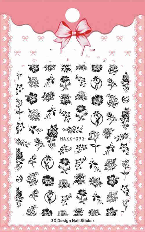 Black Butterfly Nails Stickers Decals White Flower Adhesive Manicure-2d11ab5d4798d0a7212b84ed96a6830c