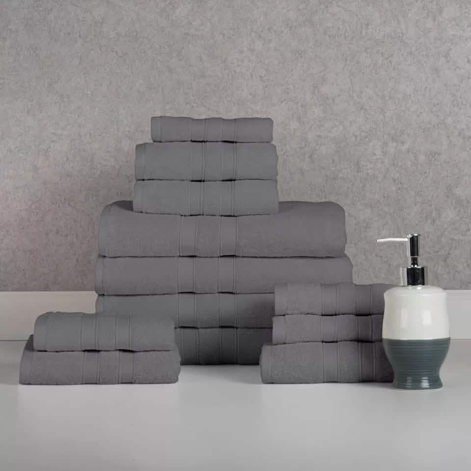 12-Piece: Bibb Home Egyptian Cotton Towel Set-12-Piece: Bibb Home Egyptian Cotton Towel Set