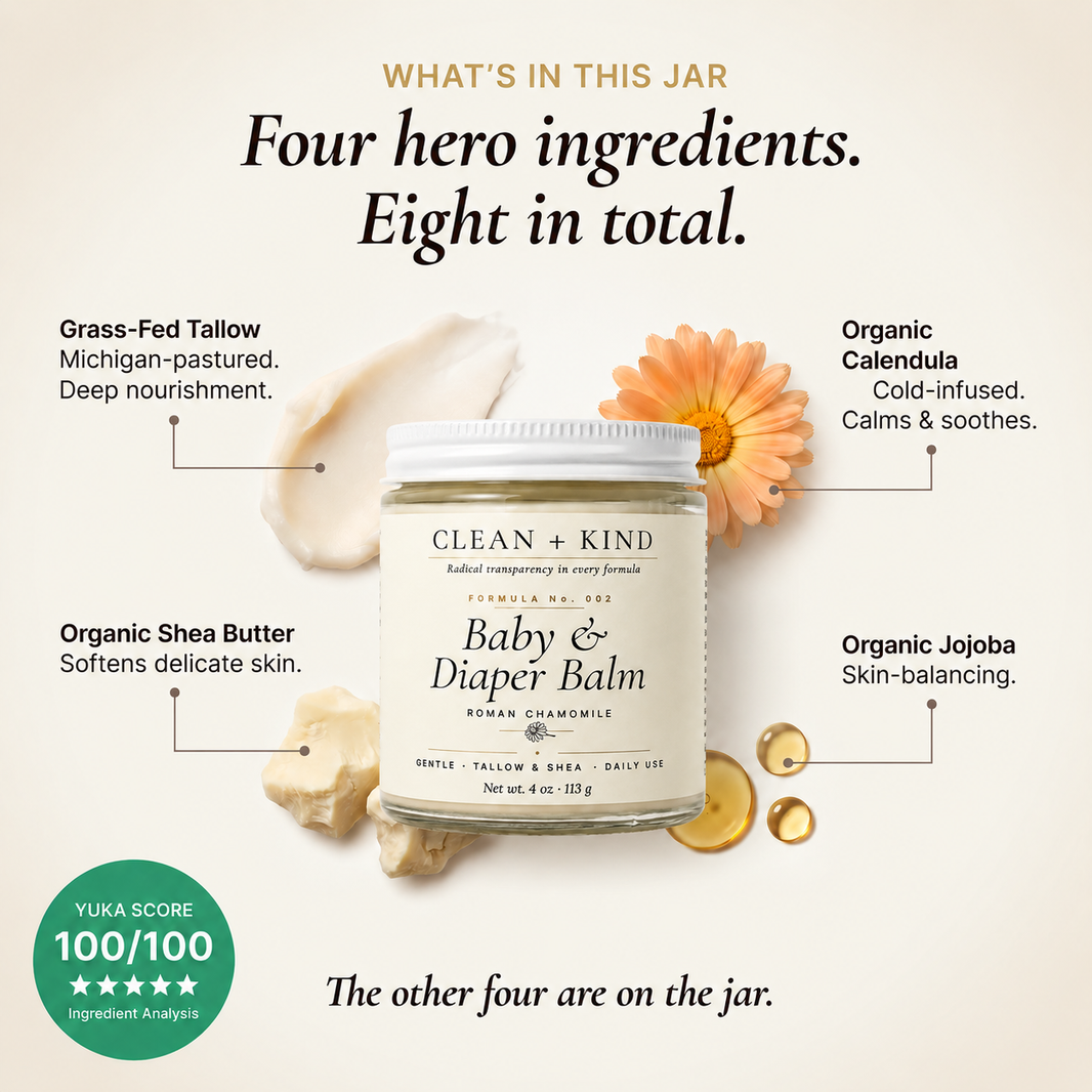 Baby & Diaper Balm — Grass-Fed Tallow, Shea & Roman Chamomile, 4 oz-Baby & Diaper Balm — Grass-Fed Tallow, Shea & Roman Chamomile, 4 oz