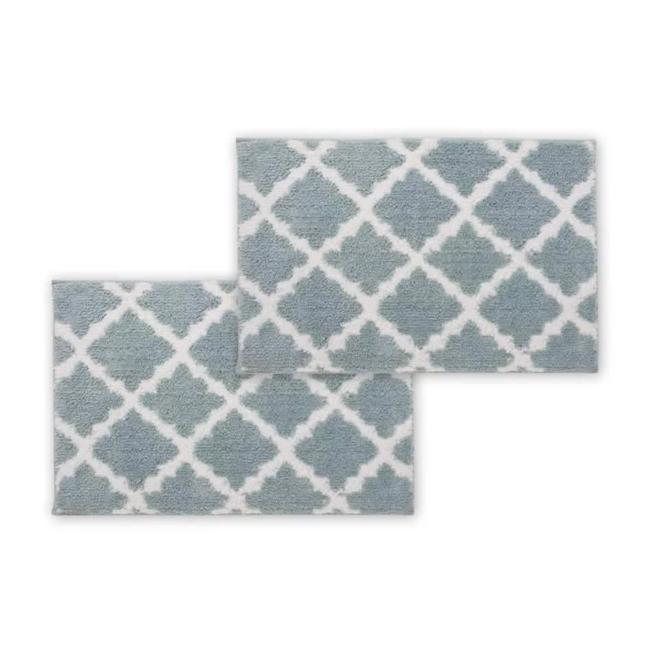 Bibb Home 1-2 Pack Trellis Micro Shag Bath Rugs 17" X 24"-Bibb Home 1-2 Pack Trellis Micro Shag Bath Rugs 17" X 24"