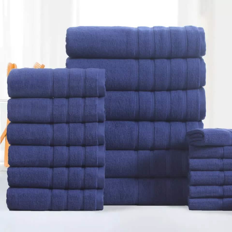18-Piece: Bibb Home Zero Twist Egyptian Cotton Towel Set-18-Piece: Bibb Home Zero Twist Egyptian Cotton Towel Set