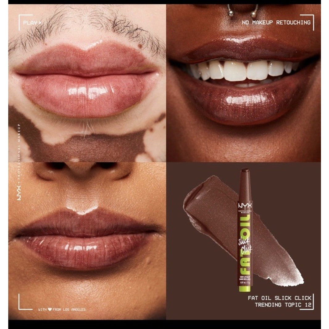 NYX Fat Oil Slick Click Vegan Lip Balm, Main Character (Clear)-NYX Fat Oil Slick Click Vegan Lip Balm, Main Character (Clear)