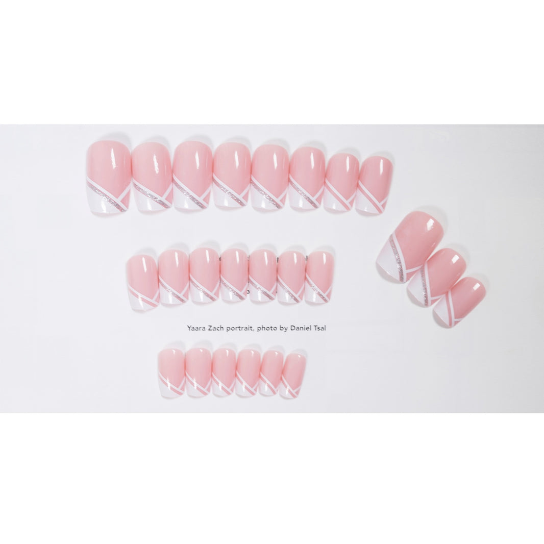 Oblique French Simple Wearing Manicure Finished Fake Nails-3f00c9a54fcb22d4d321401045f10a7b