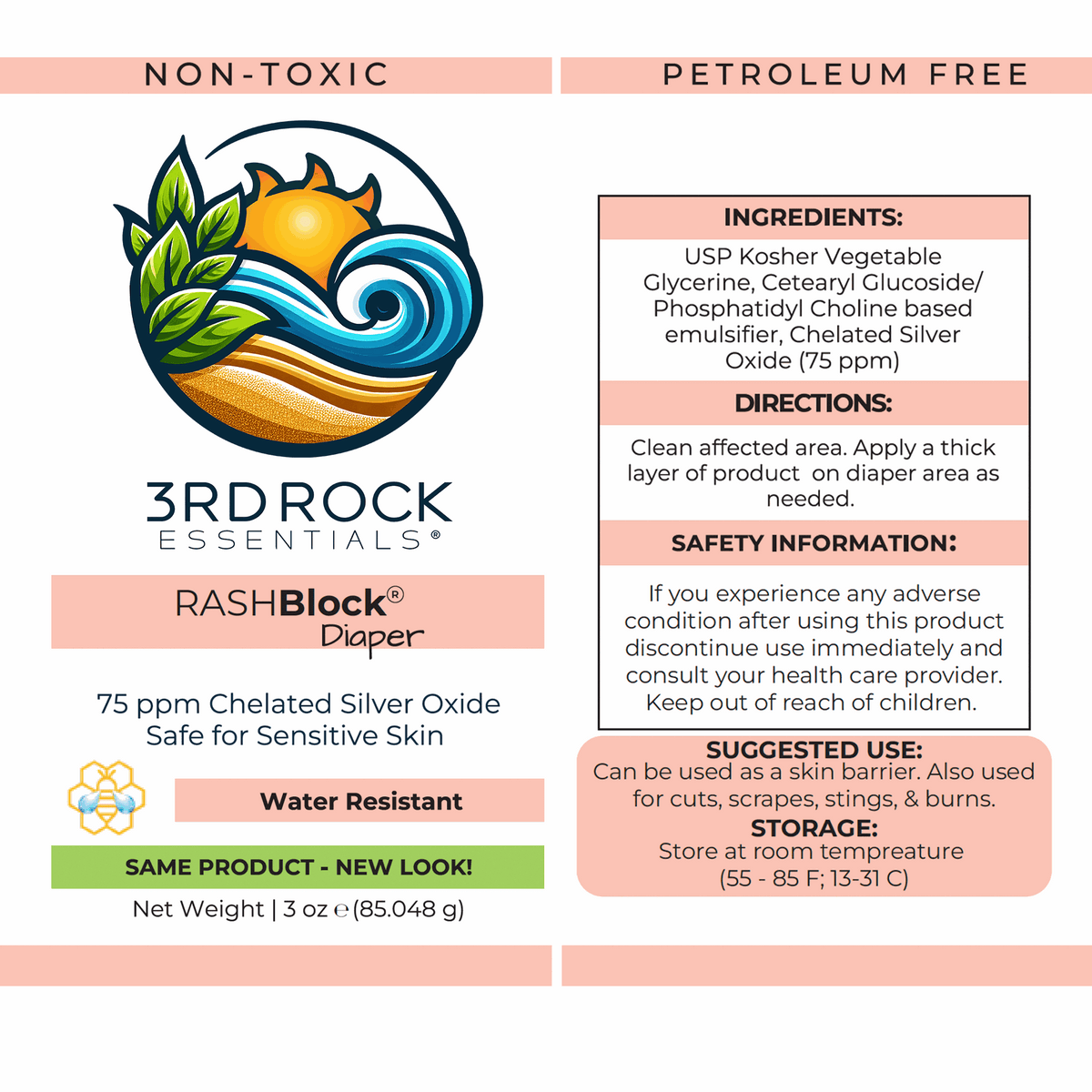 RASHBlock® Diaper - 75ppm Silver Gel Water Resistant 3oz-RASHBlock® Diaper - 75ppm Silver Gel Water Resistant 3oz