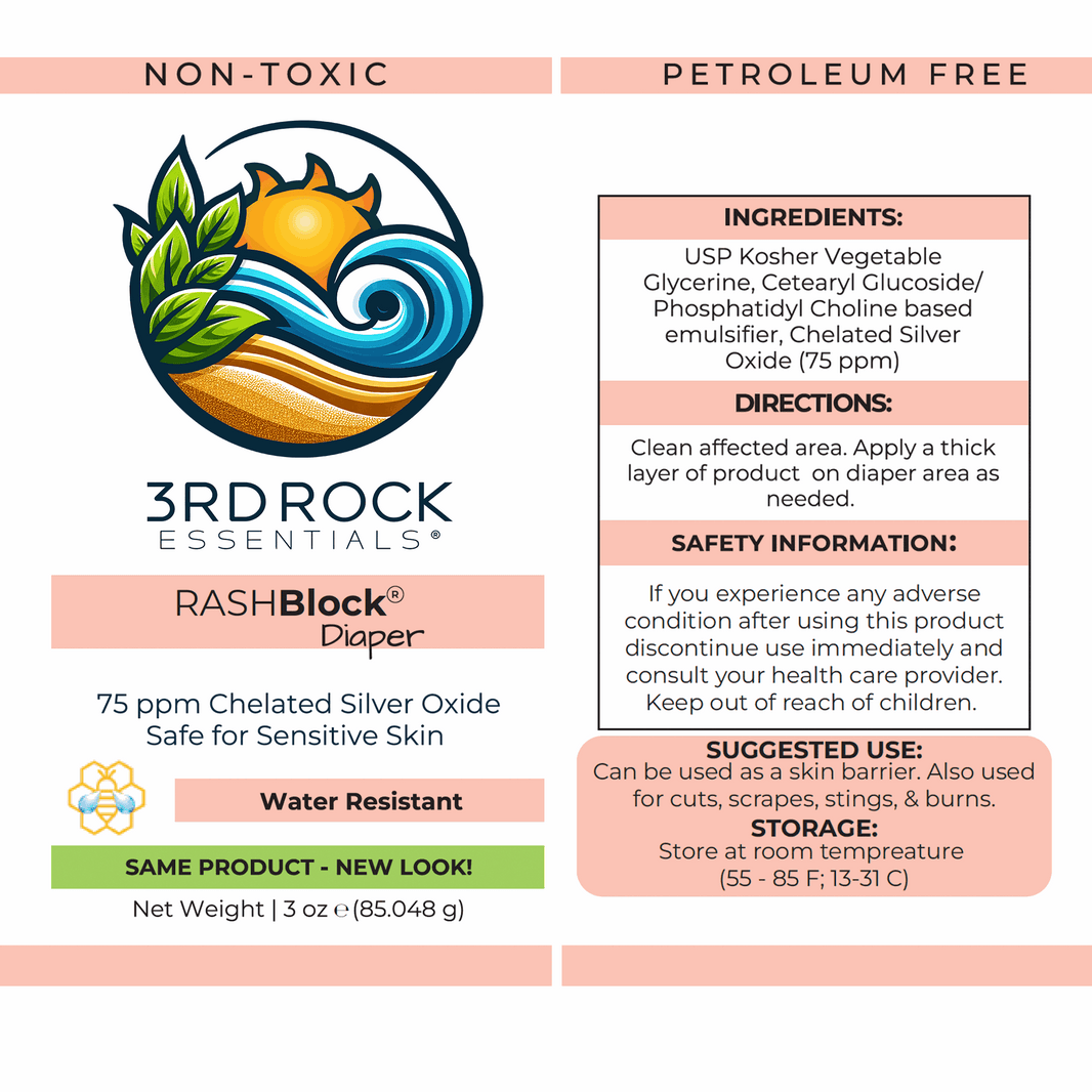 RASHBlock® Diaper - 75ppm Silver Gel Water Resistant 3oz-RASHBlock® Diaper - 75ppm Silver Gel Water Resistant 3oz