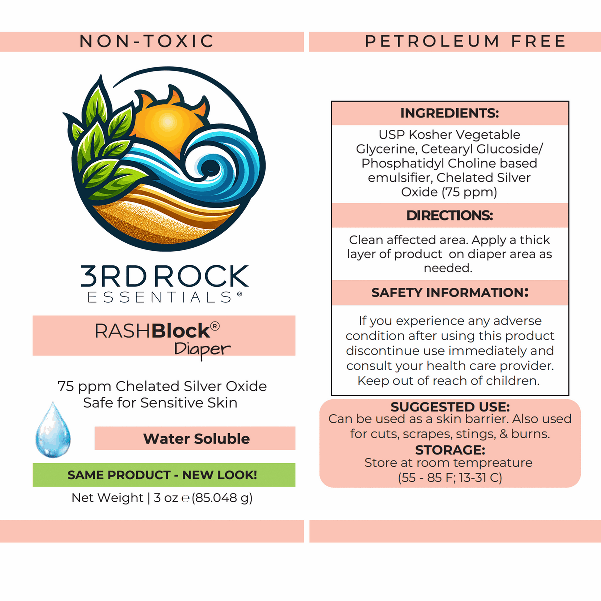 RASHBlock® Diaper 75ppm Silver Diaper Care Ointment - Water Soluble 3 oz-RASHBlock® Diaper 75ppm Silver Diaper Care Ointment - Water Soluble 3 oz