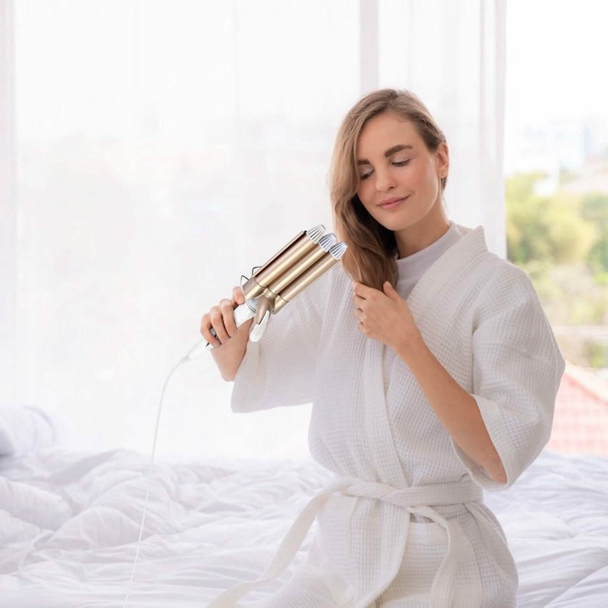 3-Barrel Curling Iron Wand Electric Hair Curler 1" Triple Hair Waver-3-Barrel Curling Iron Wand Electric Hair Curler 1" Triple Hair Waver