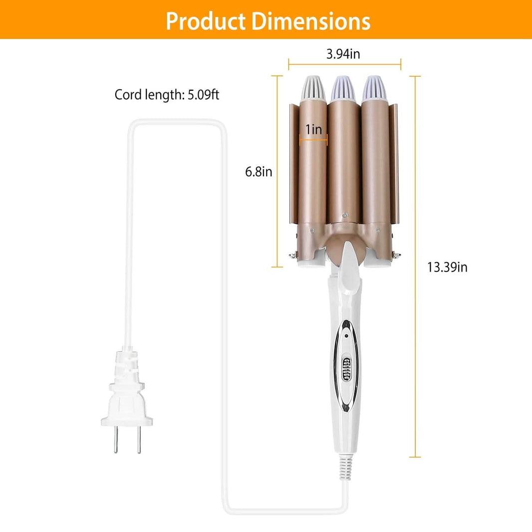 3-Barrel Curling Iron Wand Electric Hair Curler 1" Triple Hair Waver-3-Barrel Curling Iron Wand Electric Hair Curler 1" Triple Hair Waver
