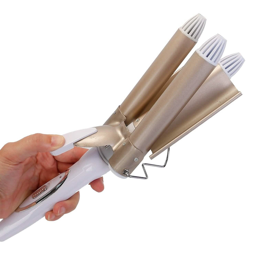 3-Barrel Curling Iron Wand Electric Hair Curler 1" Triple Hair Waver-3-Barrel Curling Iron Wand Electric Hair Curler 1" Triple Hair Waver