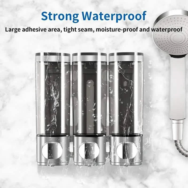 3-Chamber Shower Dispenser - Wall Mounted, No Leakage, No Drill-3-Chamber Shower Dispenser - Wall Mounted, No Leakage, No Drill