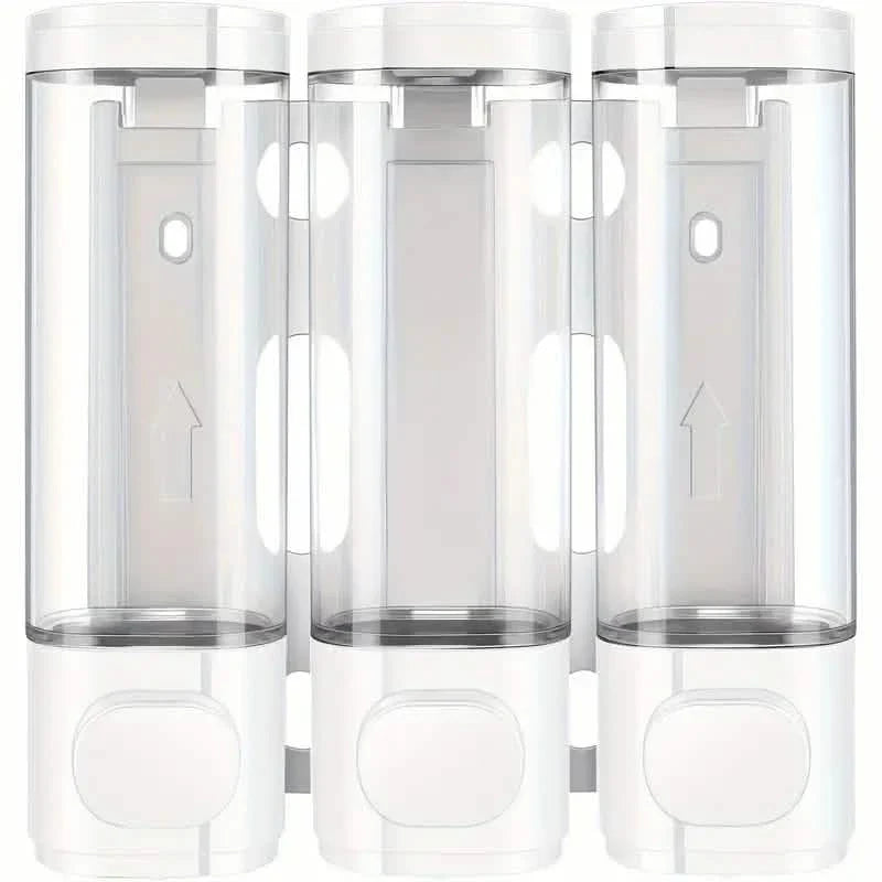 3-Chamber Shower Dispenser - Wall Mounted, No Leakage, No Drill-3-Chamber Shower Dispenser - Wall Mounted, No Leakage, No Drill