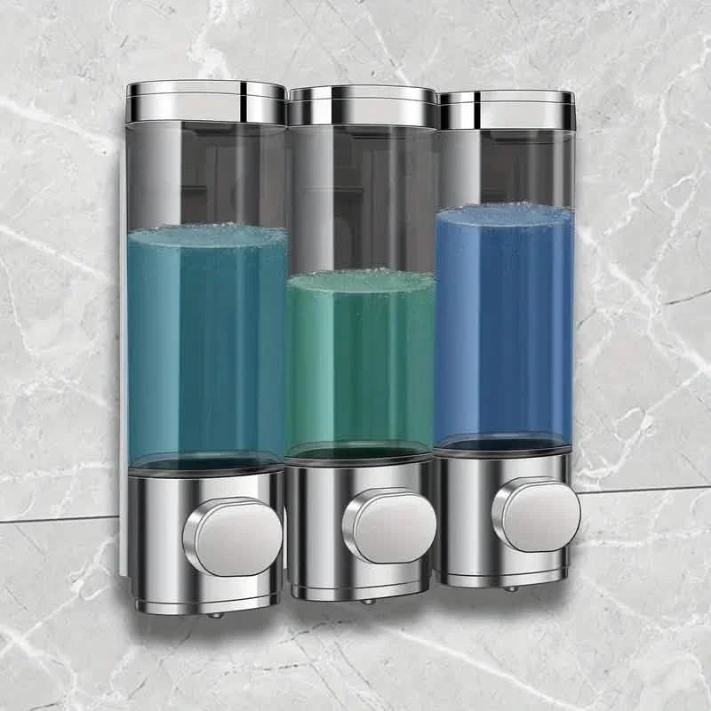 3-Chamber Shower Dispenser - Wall Mounted, No Leakage, No Drill-3-Chamber Shower Dispenser - Wall Mounted, No Leakage, No Drill