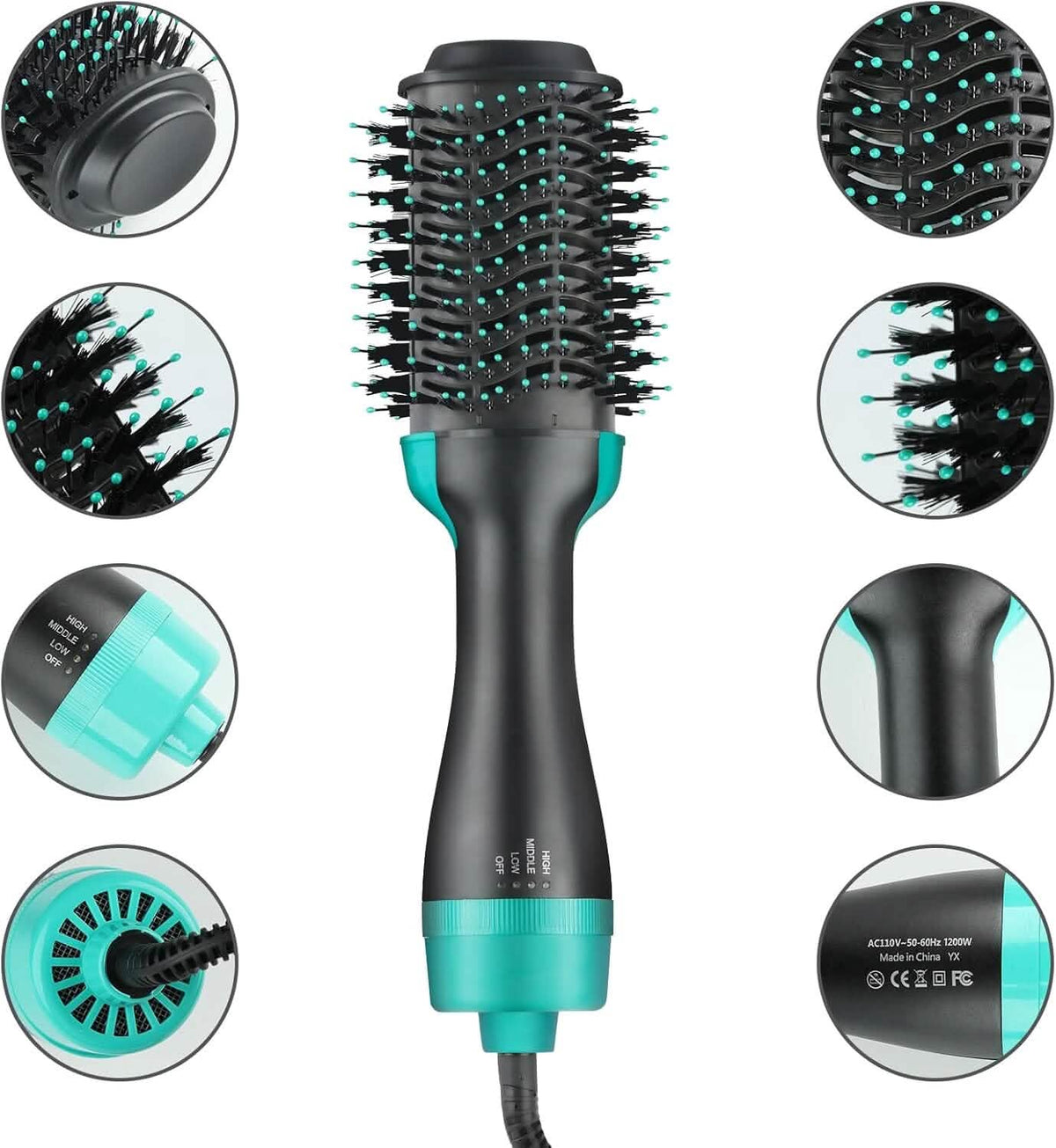 3-in-1 Ionic Straightening Hot Air Brush with Anti-Scald Feature-3-in-1 Ionic Straightening Hot Air Brush with Anti-Scald Feature
