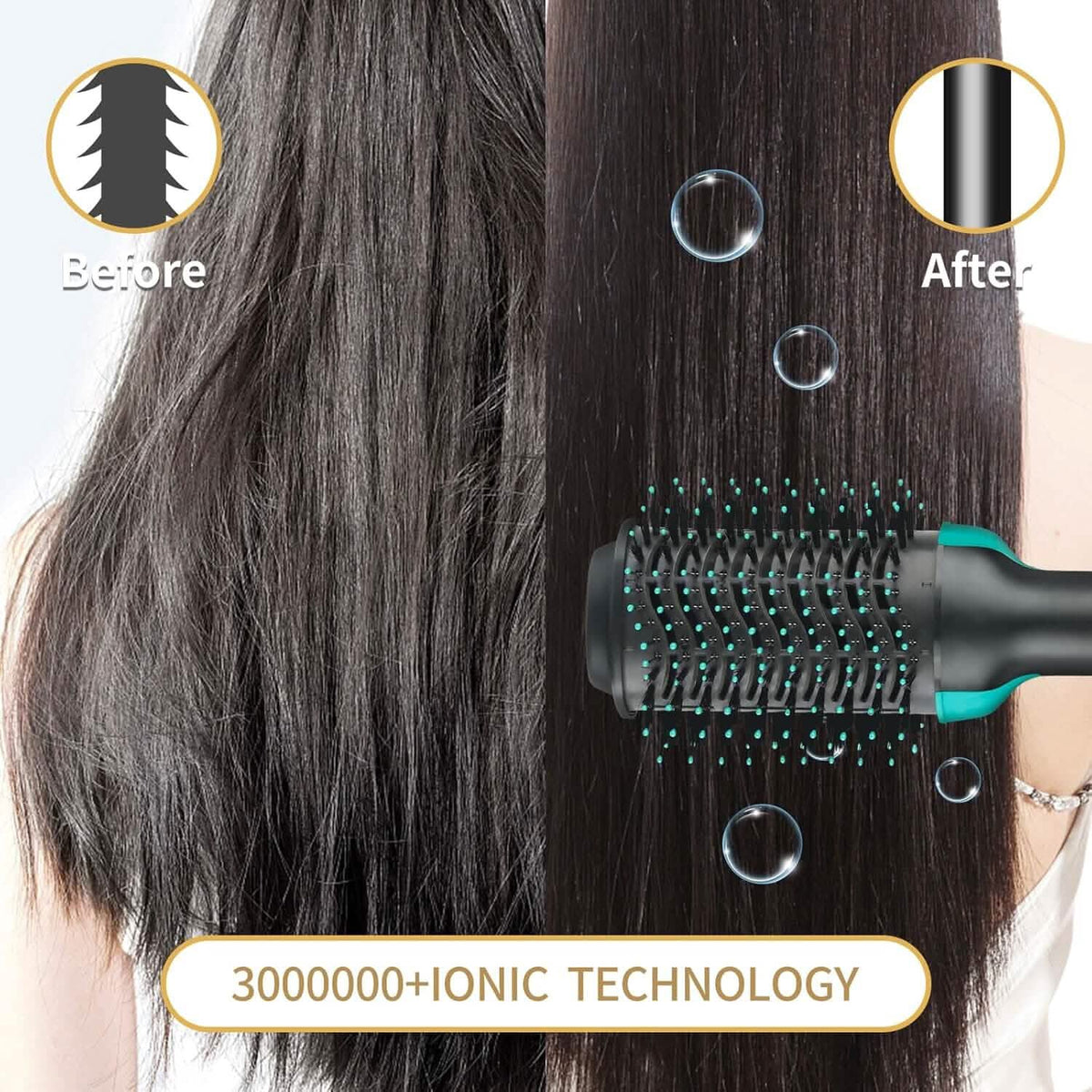 3-in-1 Ionic Straightening Hot Air Brush with Anti-Scald Feature-3-in-1 Ionic Straightening Hot Air Brush with Anti-Scald Feature