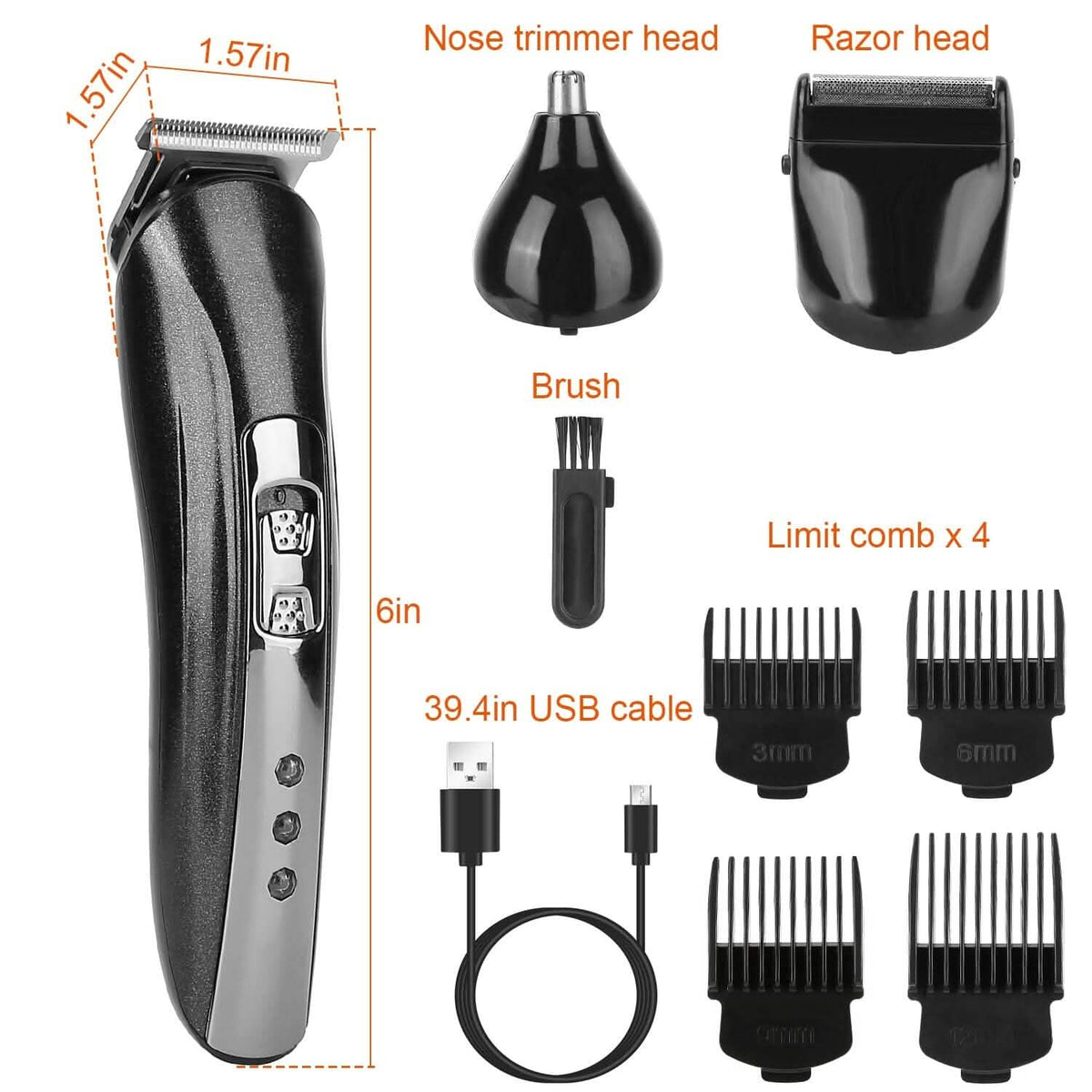 3-in-1 Rechargeable Hair Clipper Cordless Hair Trimmer Shaver-3-in-1 Rechargeable Hair Clipper Cordless Hair Trimmer Shaver